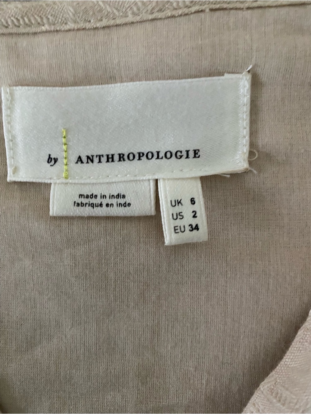 Anthropologie Cream Mini Dress with Black Floral Embroidery - Picture 4 of 5